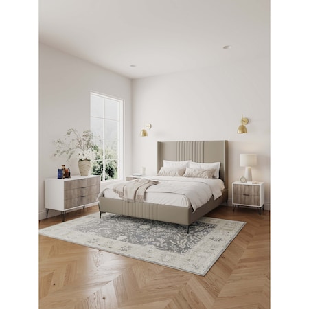 Manhattan Comfort 2-Piece DUMBO Standard 3-Drawer Dresser and DUMBO 2.0 Nightstand in White and Grey 2-DB02-WG